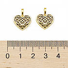 Кулон Серце, Метал, Античне Золото, 18х15х2мм, Отвір 2х4мм, 20 шт, фото 3