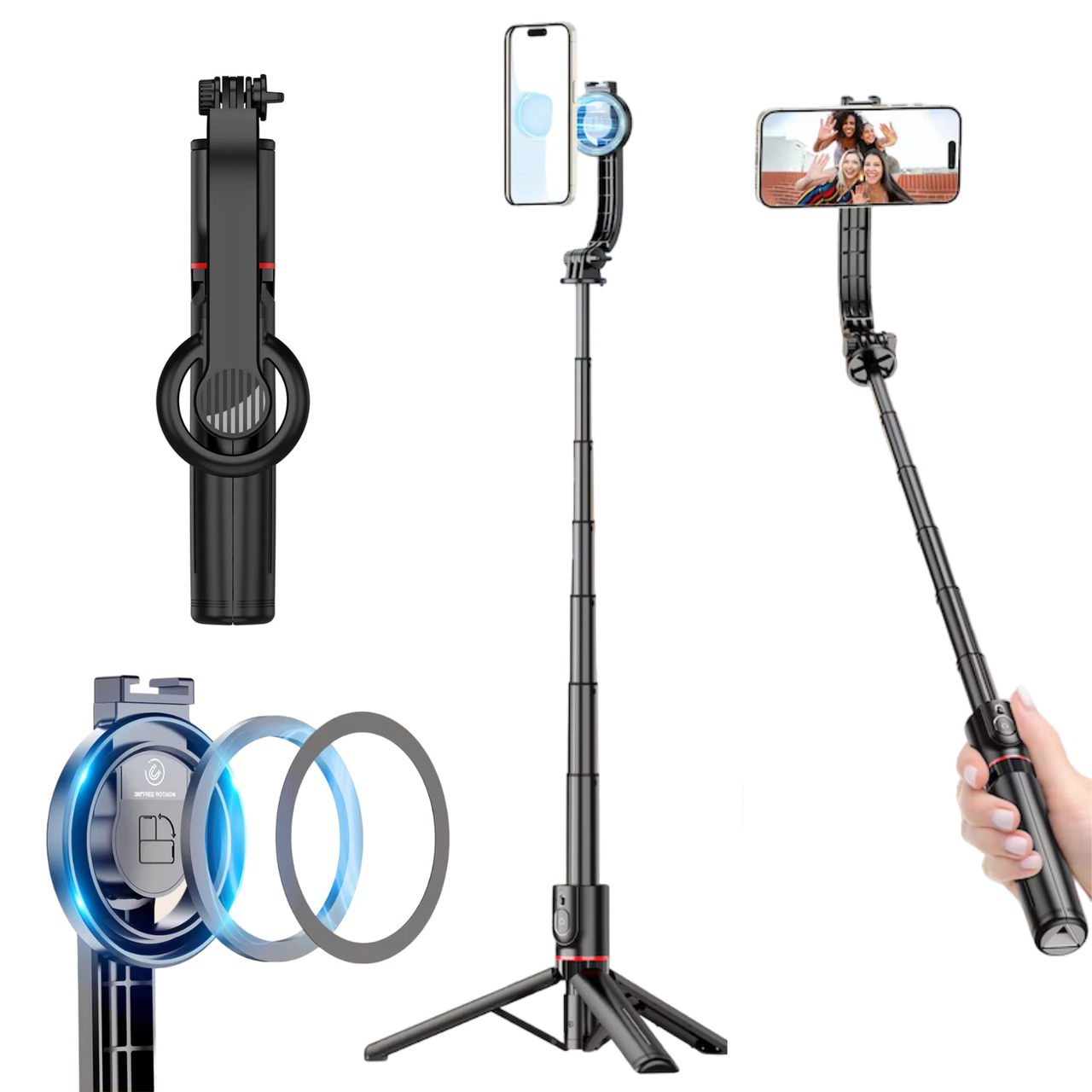 Селфі палиця з LED-підсвіткою Selfie Stick L20, Штатив для телефона з магнітним тримачем, Трипод монопод