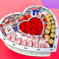 Солодке серце зі солодощами для дівчини на свято Новий рік, новорічний подарунковий бокс для дівчини на подарунок до|ТРЕБА