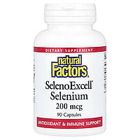 Селен, 200 мг, SelenoExcell, Selenium, Natural Factors, 90 капсул