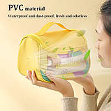 Косметичка жіноча прозора, для ванного приладдя, дорожня, водонепроникна, жовта, фото 5