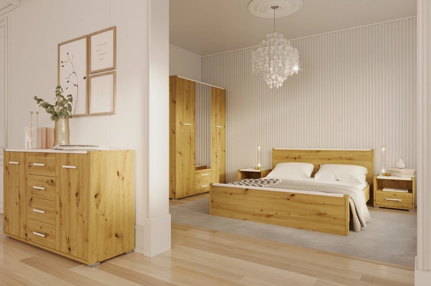 Комплект модульний в спальню Гербор Рутенія N100028 Дуб артизан + Німфея альба (GRB-1039), фото 1