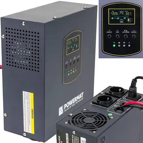 Аварійне джерело живлення POWERMAT UPS LCD 1000VA 800W PM-UPS-1000MW, фото 1