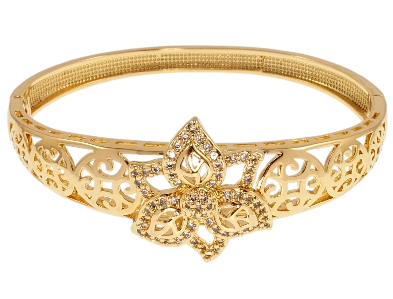 Браслет Xuping Позолота 18K "Квітковий орнамент" ø 6см