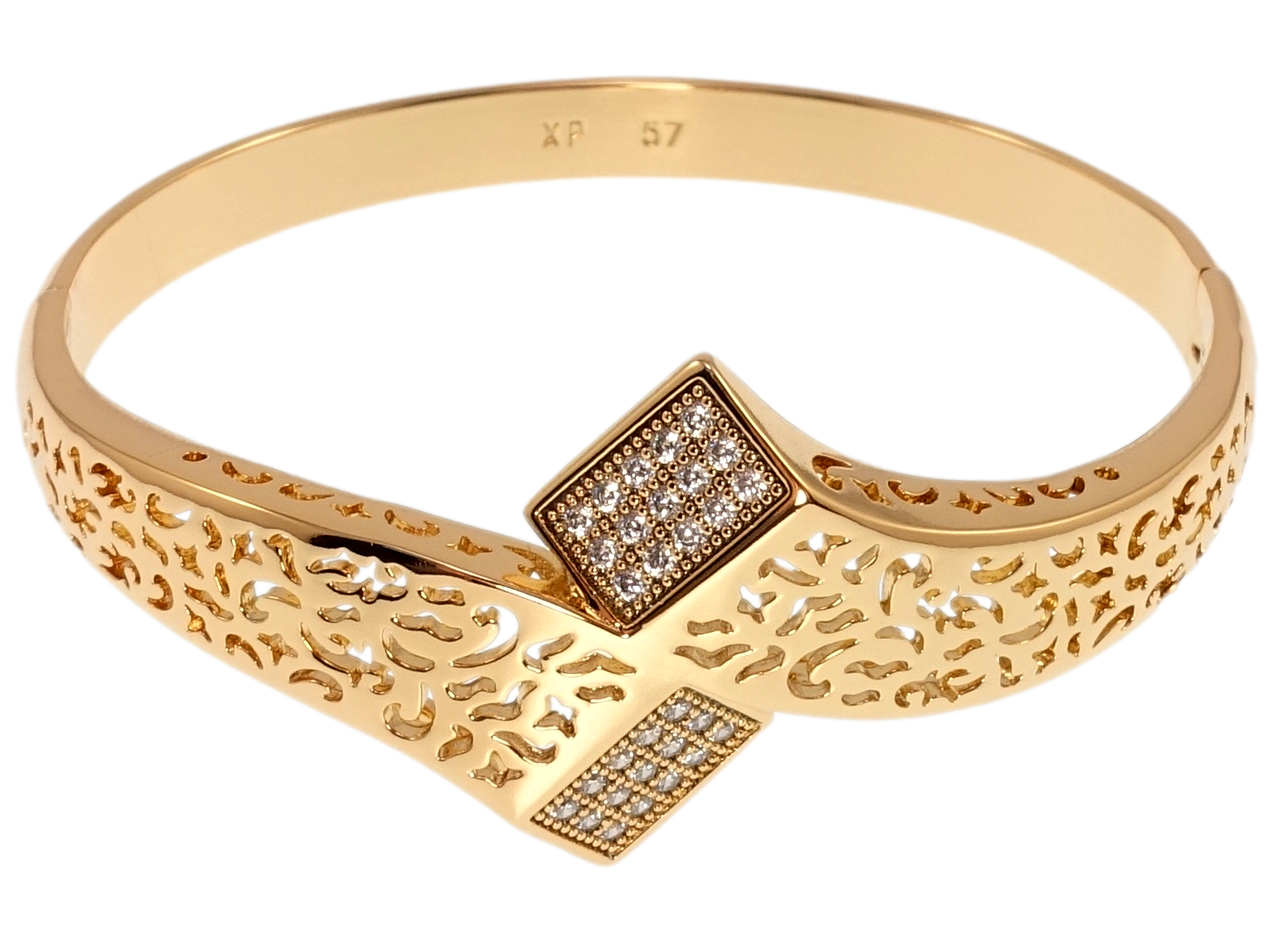 Браслет Xuping Позолота 18K "Різний орнамент з цирконієм" ø 5,7см