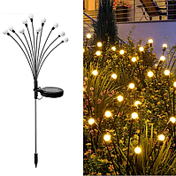 Світильник садовий на сонячній батареї та потужному акумуляторі Світлячки кульки 10 ламп тепле м'яке світло довжина 70 см
