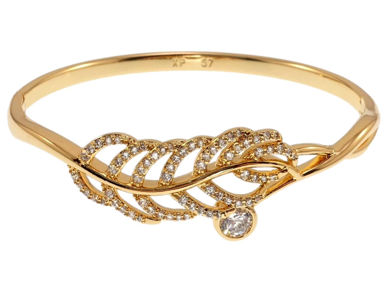 Браслет Xuping Позолота 18K "Перо з цирконієм" ø 5,7см