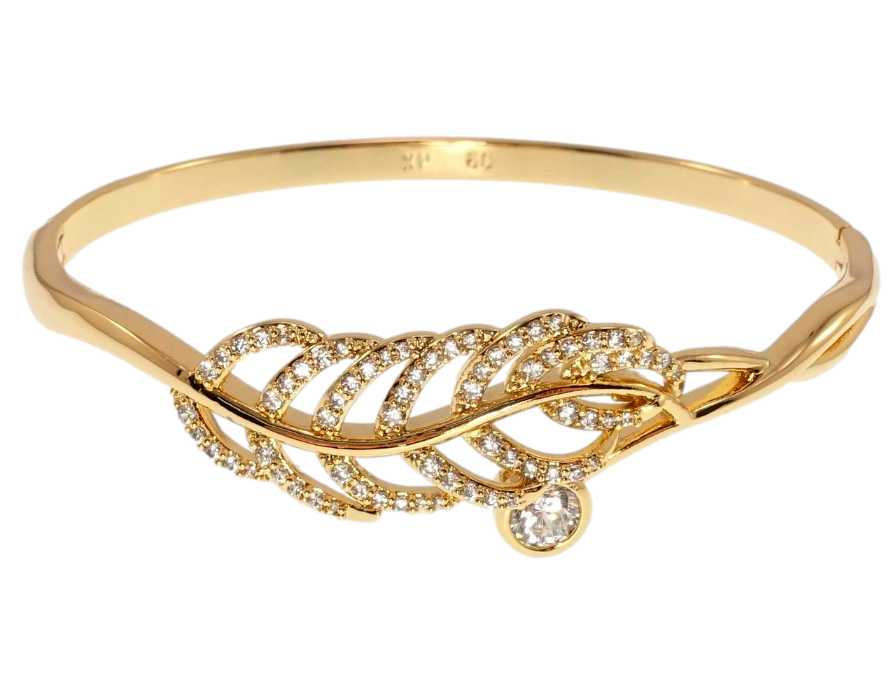 Браслет Xuping Позолота 18K "Перо з цирконієм" ø 6см