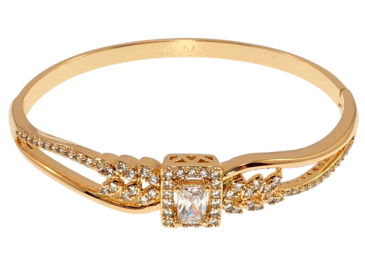 Браслет Xuping Позолота 18K "Рослинний орнамент з цирконієм" ø 5,7см