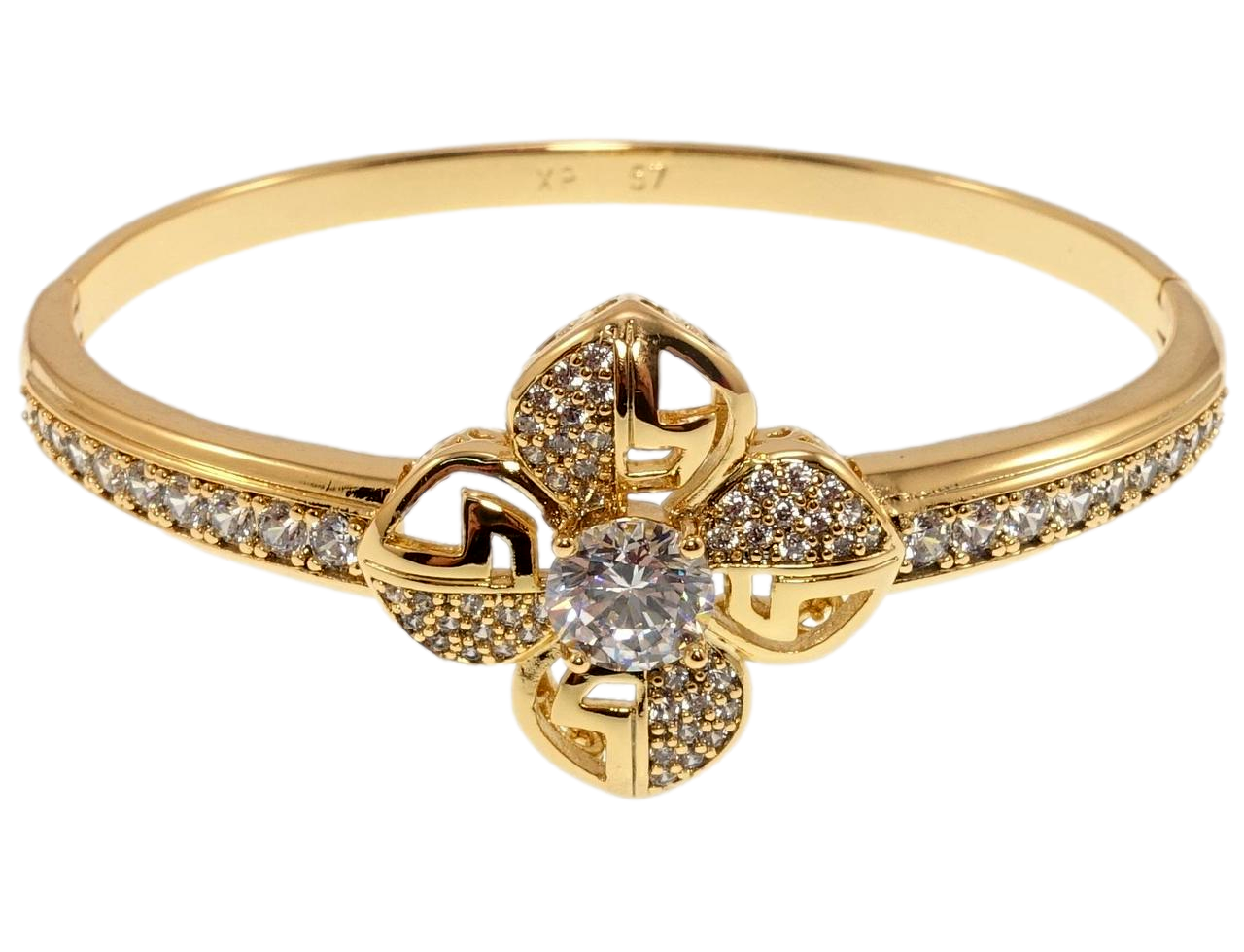 Браслет Xuping Позолота 18K "Квітка з інкрустацією цирконієм" ø 5,7см