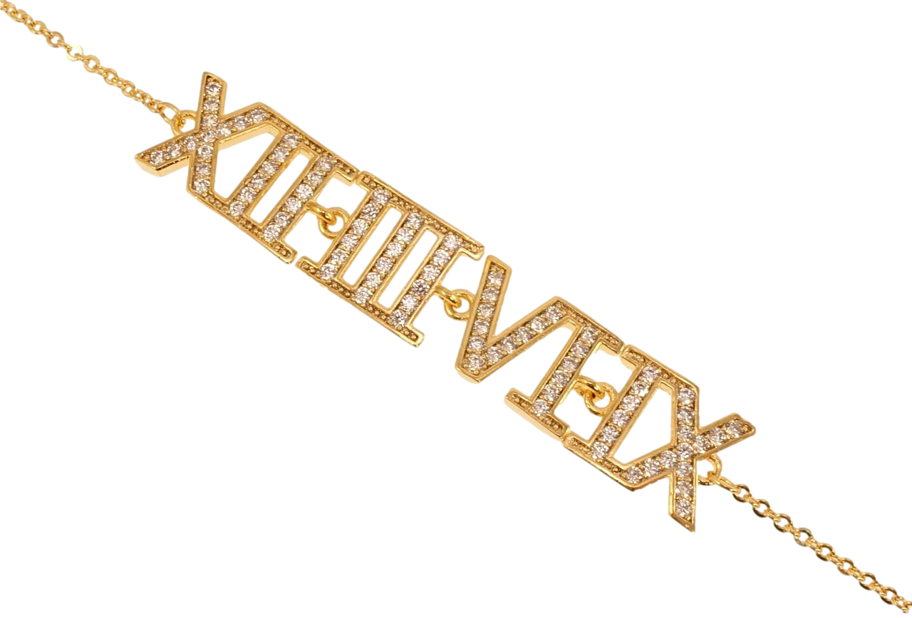Браслет Xuping Позолота 18K "Римські цифри" довжина з дод. ланцюжком 16,5-19,5см х 1мм