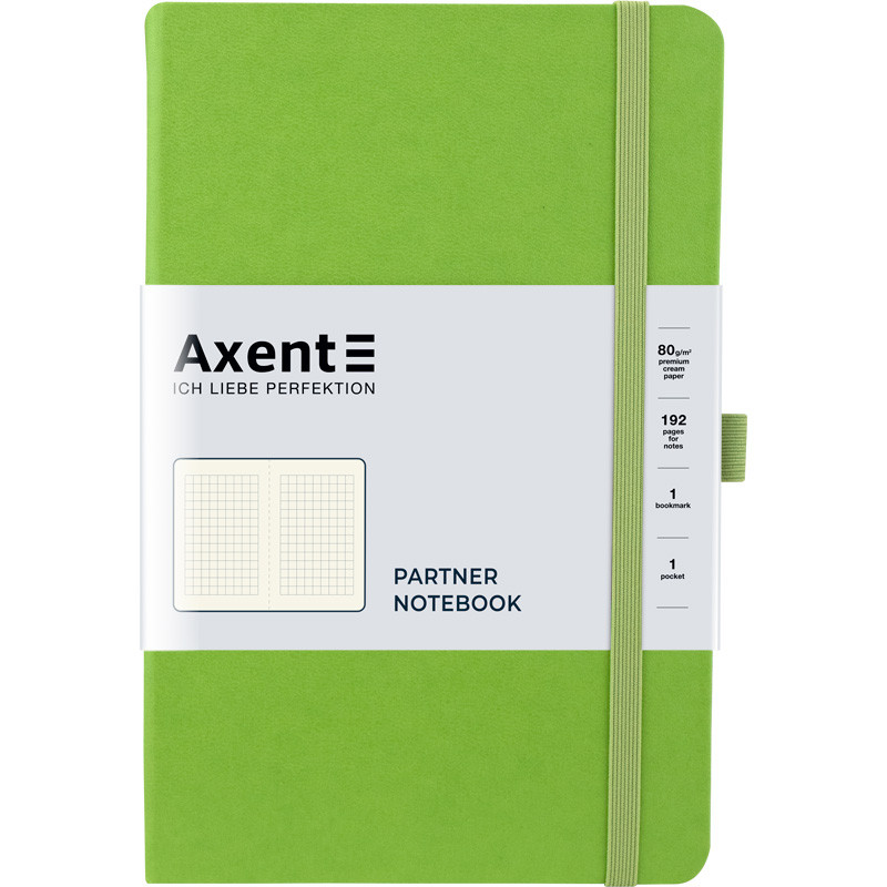 Блокнот А5 96 аркушів у клітинку Axent Partner 125 х 195 салатовий 8201