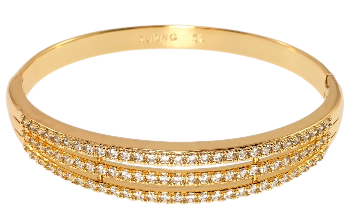 Браслет Xuping Позолота 18K "Дорожки цирконію" ø 5,4см
