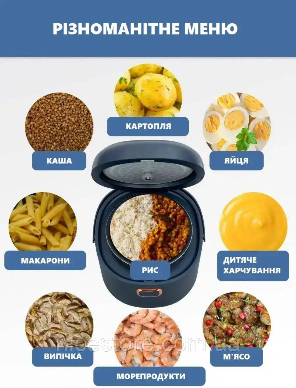 Автомобільна мультиварка 2 Літри 12-24-220 Вольти мультиварка для далекобійника від прикурювача вантажівки