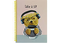Блокнот А5 80 арк спіраль клітинка пластик обкл Pets Fashion: Bear, фото 2
