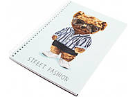 Блокнот А5 80 арк спіраль клітинка пластик обкл Pets Fashion: Bear, фото 3