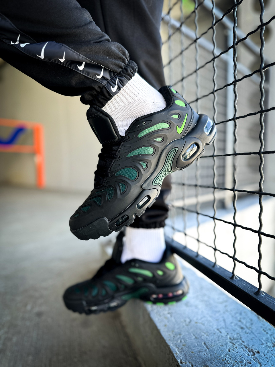 Чоловічі кросівки Nike Air Max Drift Plus Volt (Чорні с зеленим) Взуття Найк Аір Макс Плюс текстиль шкіра демісезон
