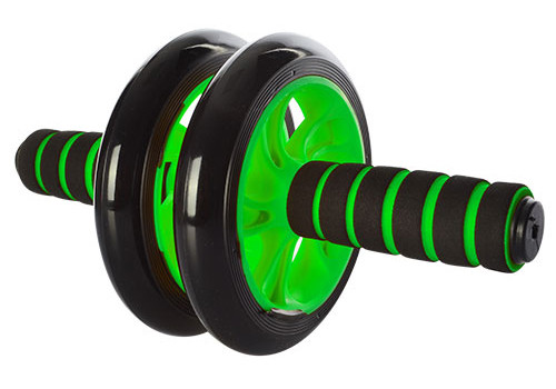 Ролик для пресу подвійний EasyFit з килимком Зелений, фото 1