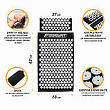 Масажний килимок Easyfit з подушкою (аплікатор Кузнєцова) Чорний з білим, фото 2