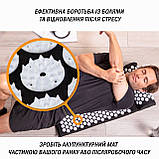 Масажний килимок Easyfit з подушкою (аплікатор Кузнєцова) Чорний з білим, фото 6