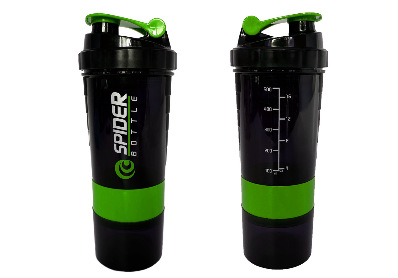 Шейкер спортивний EasyFit Spider 0,5 л Чорно-зелений, фото 1