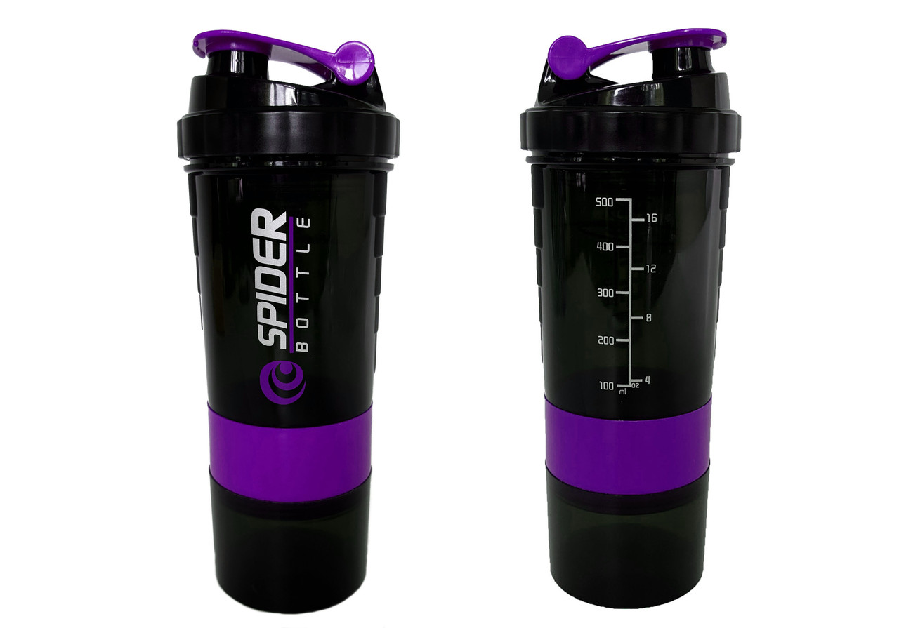 Шейкер спортивний EasyFit Spider 0,5 л Чорно-фіолетовий, фото 1