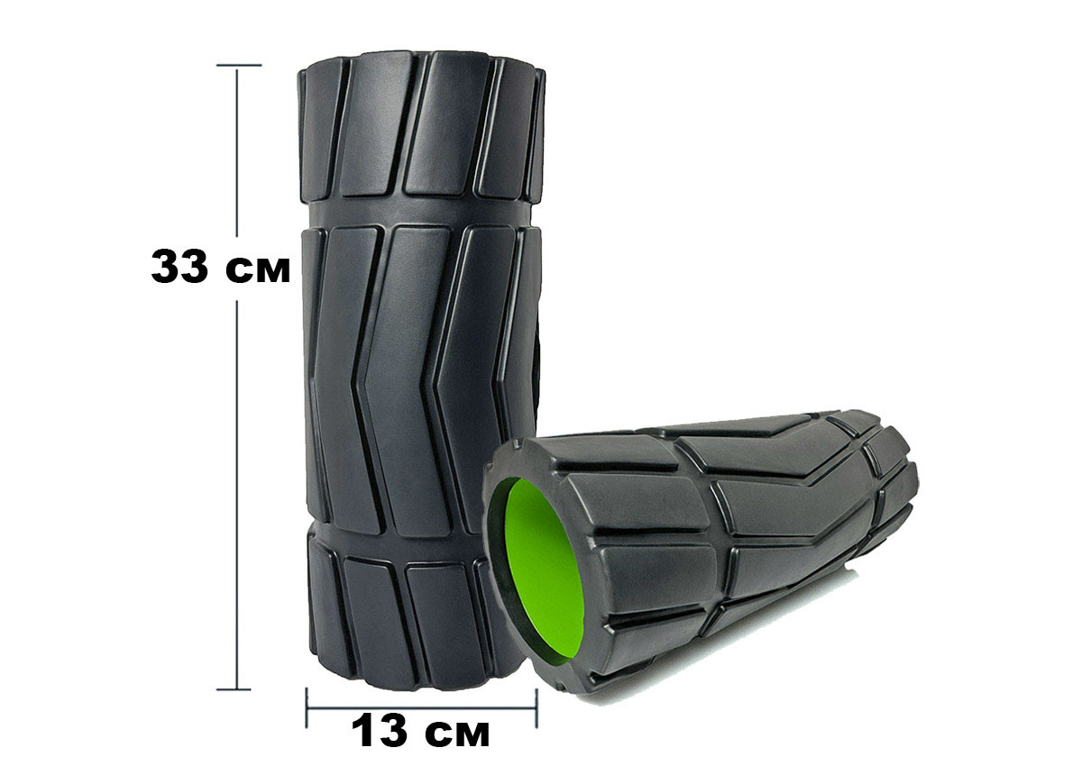 Масажний ролик EasyFit Rover 33 см Чорний, фото 1