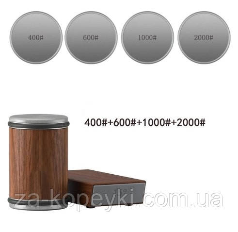 Точилка для ножів та ножиць роликова Roller sharpener + 4 алмазні диски коричнева
