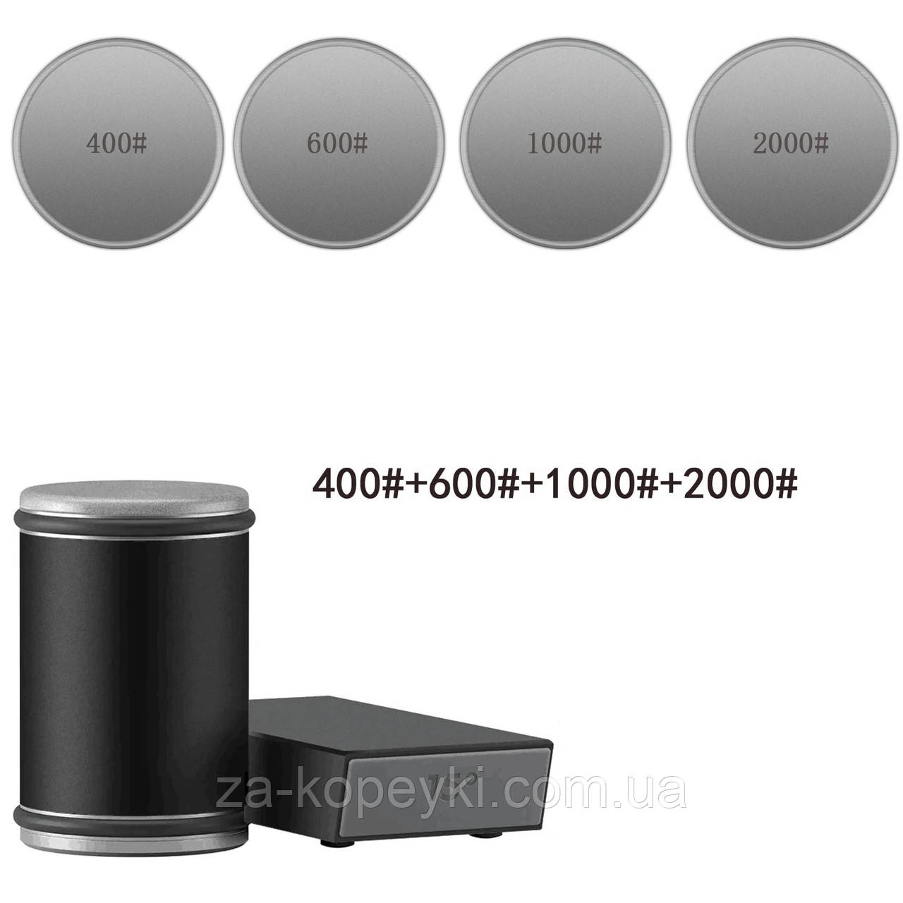 Точилка для ножів та ножиць роликова Roller sharpener + 4 алмазні диски чорна