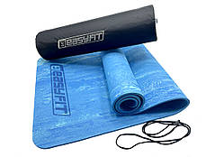 EasyFit PER Premium Mat (8 мм) - комплект для йоги та фітнесу, синій, з дорожнім чохлом