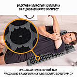 Масажний килимок Easyfit з подушкою (аплікатор Кузнєцова) Сірий з чорним, фото 6