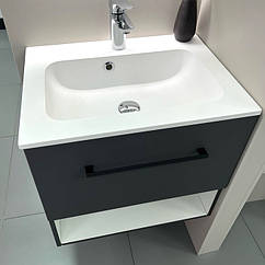 Графітова підвісна тумба з умивальником 60 см Fancy Marble Mill Della