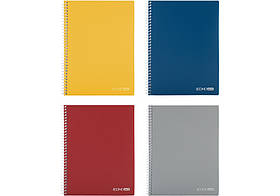 Блокнот А5 80 арк спіраль клітинка пластик обкл Асорті