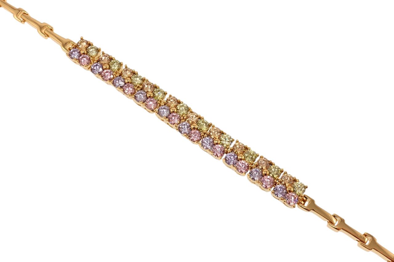 Браслет Xuping Позолота 18K "Вставка з різнокольорового цирконію" довжина з дод. замком 17,19см х 2-6мм