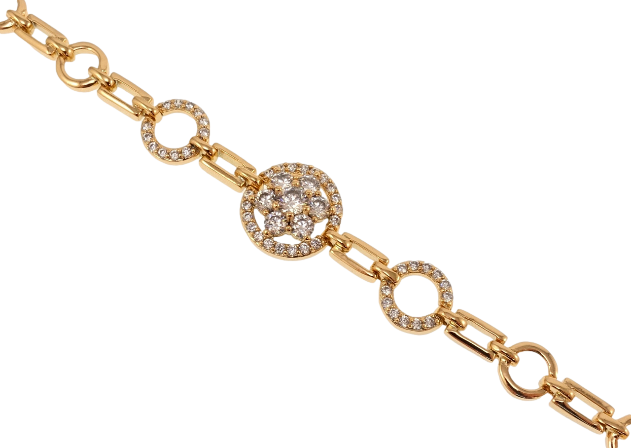 Браслет Xuping Позолота 18K "Кристальна квітка" довжина з дод. замком 17,19см х 3-6мм