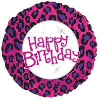 Фольгована куля CTI-CT Happy birthday , леопардовий  кант 18"