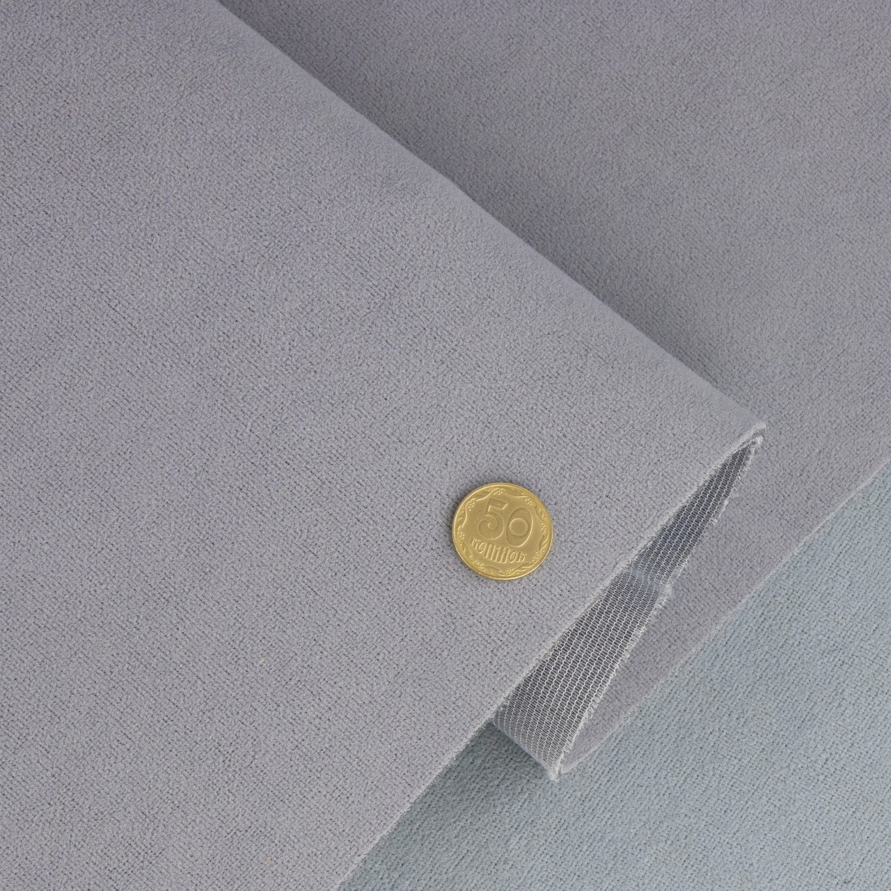 Тканина стельова світло-сіра (з фіолетовим відтінком) Frota 1 автовелюр на поролоні з сіткою шир. 1.8 метра, фото 1
