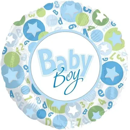 Фольгована кругла куля  CTI-CT Baby Boy - зірки та літери, кульки на виписку з пологового будинку 18" 45 см