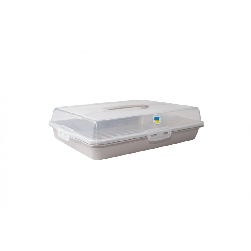 Тортівниця з кришкою прямокутна 44*30*9,5 см какао/прозора Алеана 169057, фото 1