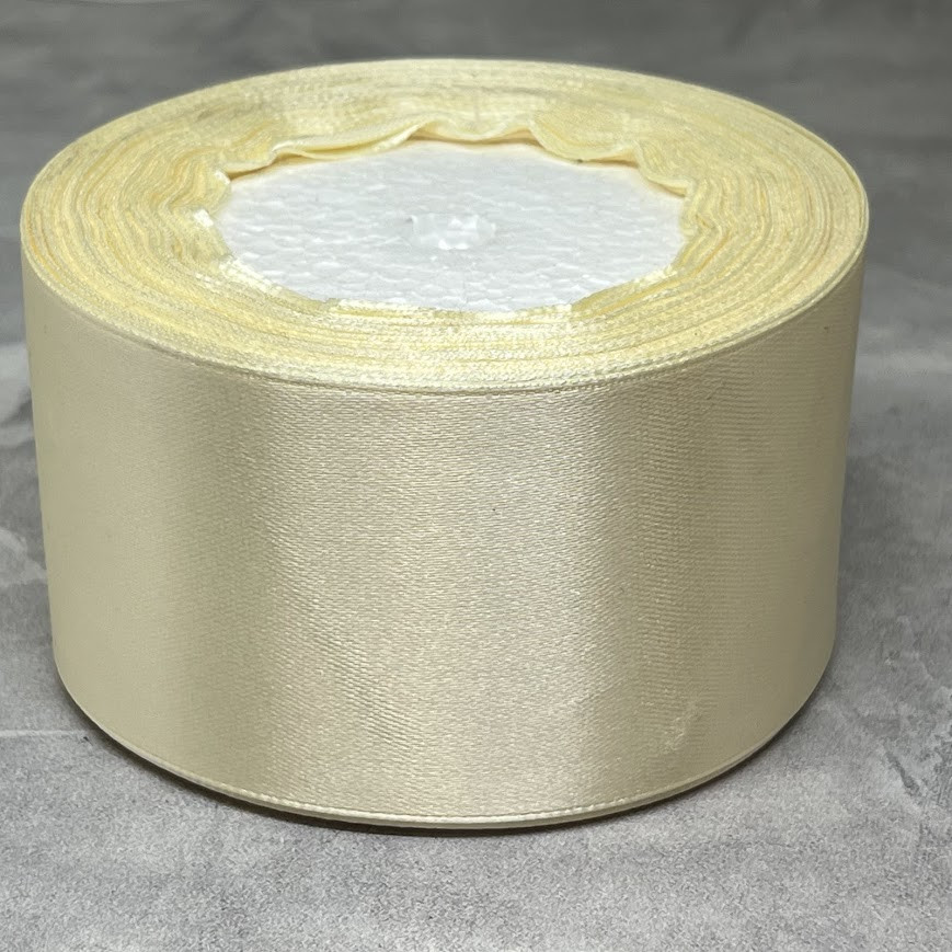 Атласная лента 5 см, цвет молочный, 1 рулон (25 ярдов), Молочный, фото 1