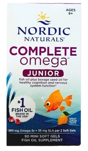 Омега для дітей від 6 до 12 років зі смаком лимона Complete Omega Nordic Naturals, 90 мінікапсул
