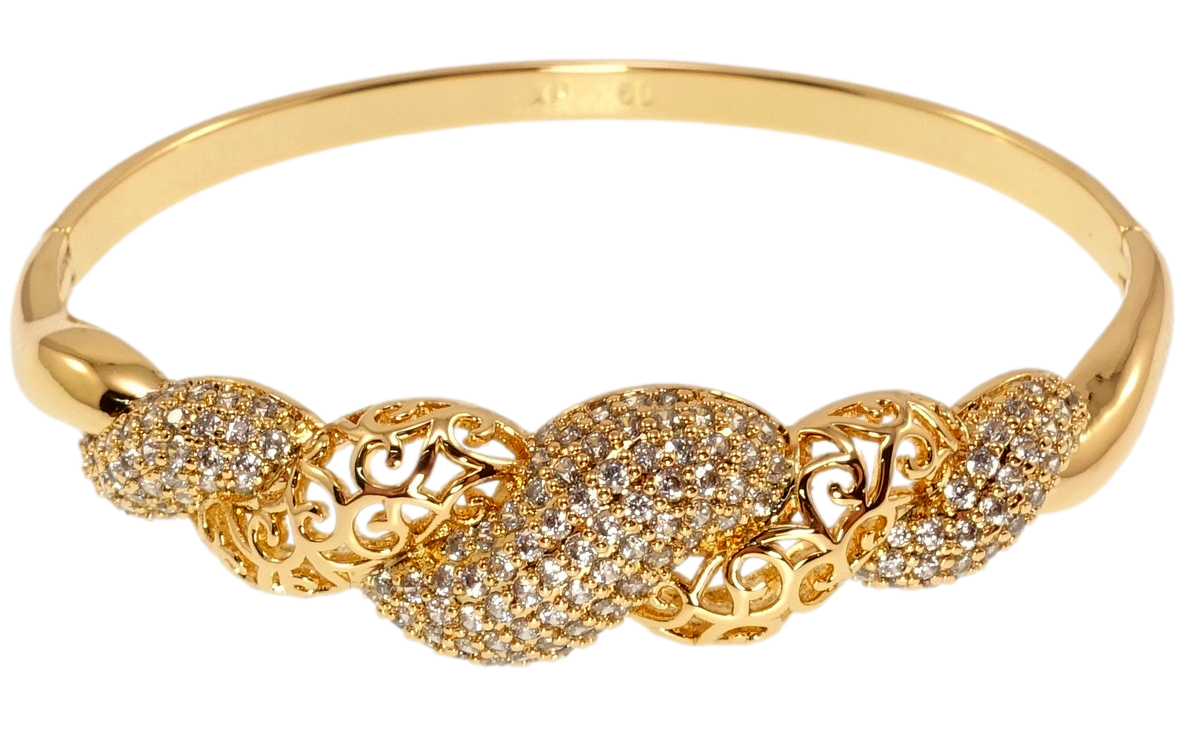 Браслет Xuping Позолота 18K "Вишуканий ажурний орнамент з інкрустацією цирконієм" ø 6см