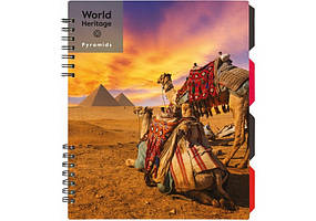 Зошит В5 120арк., в клітинку, на спіралі, з розділювачами, пластикова обкл. Optima World Heritage