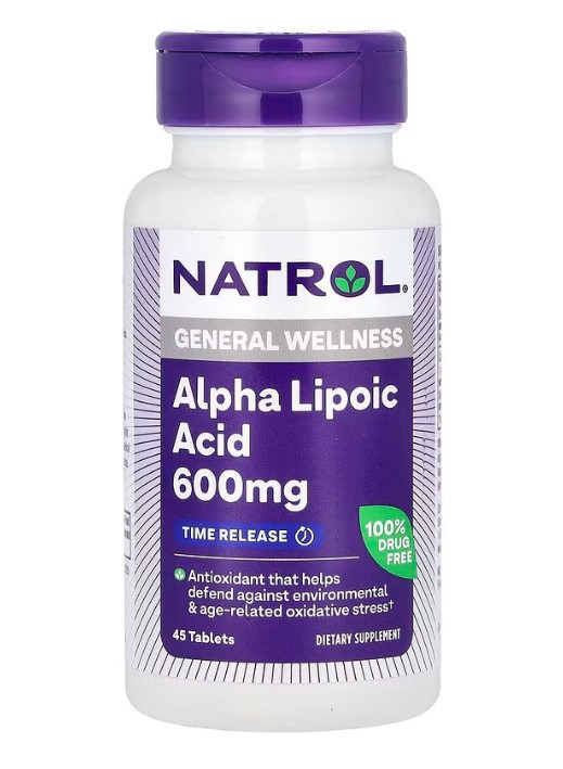 Альфа-ліпоєва кислота повільне вивільнення (Alpha Lipoic Acid) Natrol, 600 мг 45 таблеток