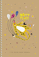 Блокнот А5 96 арк спіраль клітинка крафт обкл крем блок тисн фольгою STUDENT 6101 Асорті, фото 5