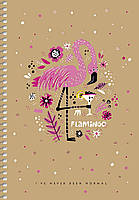 Блокнот А5 96 арк спіраль клітинка крафт обкл крем блок тисн фольгою STUDENT 6101 Асорті, фото 6