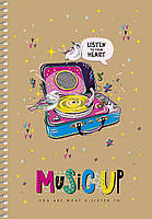 Блокнот А5 96 арк спіраль клітинка крафт обкл крем блок тисн фольгою STUDENT 6101 Асорті, фото 8