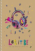 Блокнот А5 96 арк спіраль клітинка крафт обкл крем блок тисн фольгою STUDENT 6101 Асорті, фото 9