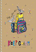 Блокнот А5 96 арк спіраль клітинка крафт обкл крем блок тисн фольгою STUDENT 6101 Асорті, фото 10