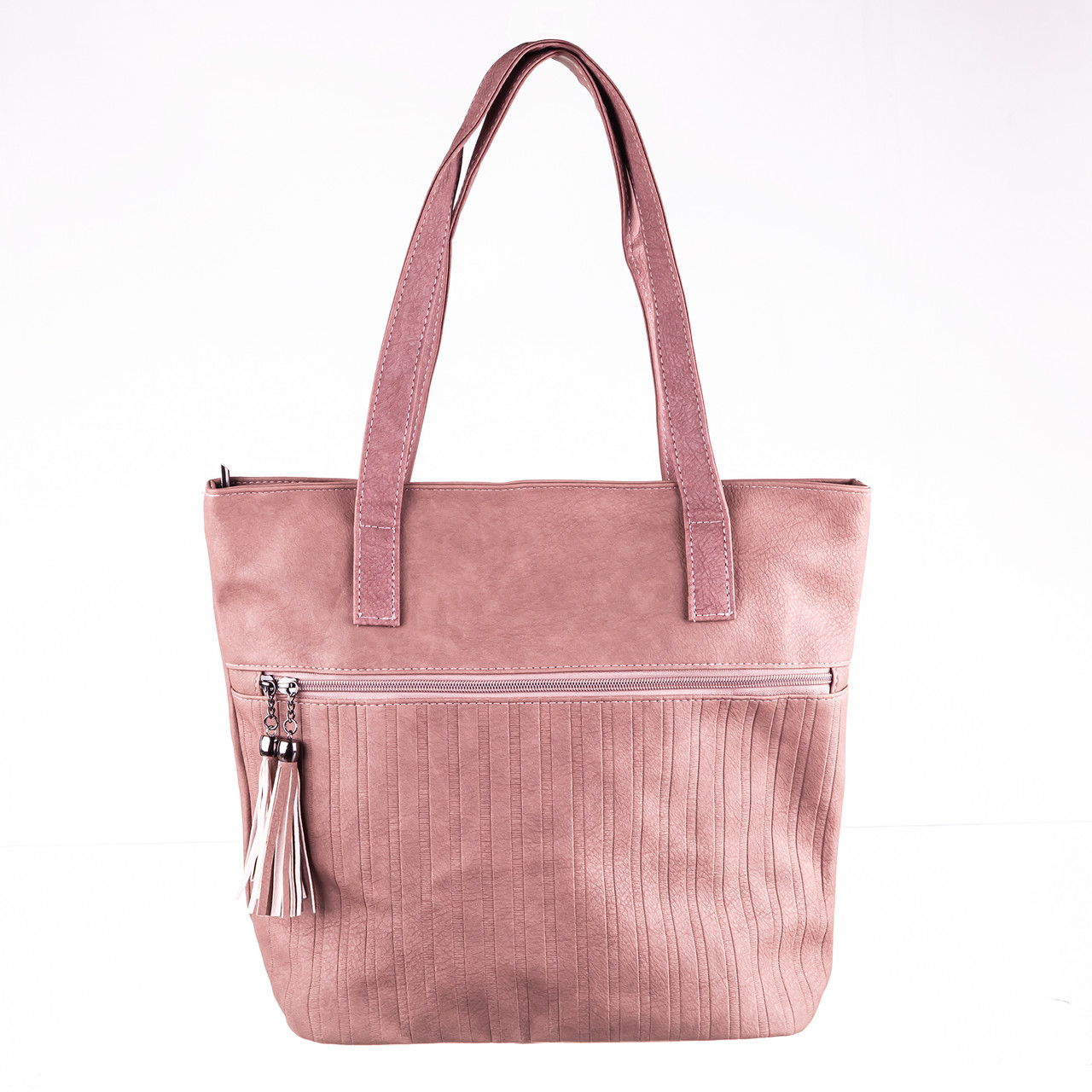 Жіноча велика сумка наплічна зі штучної шкіри Bagira 82305 пудрова